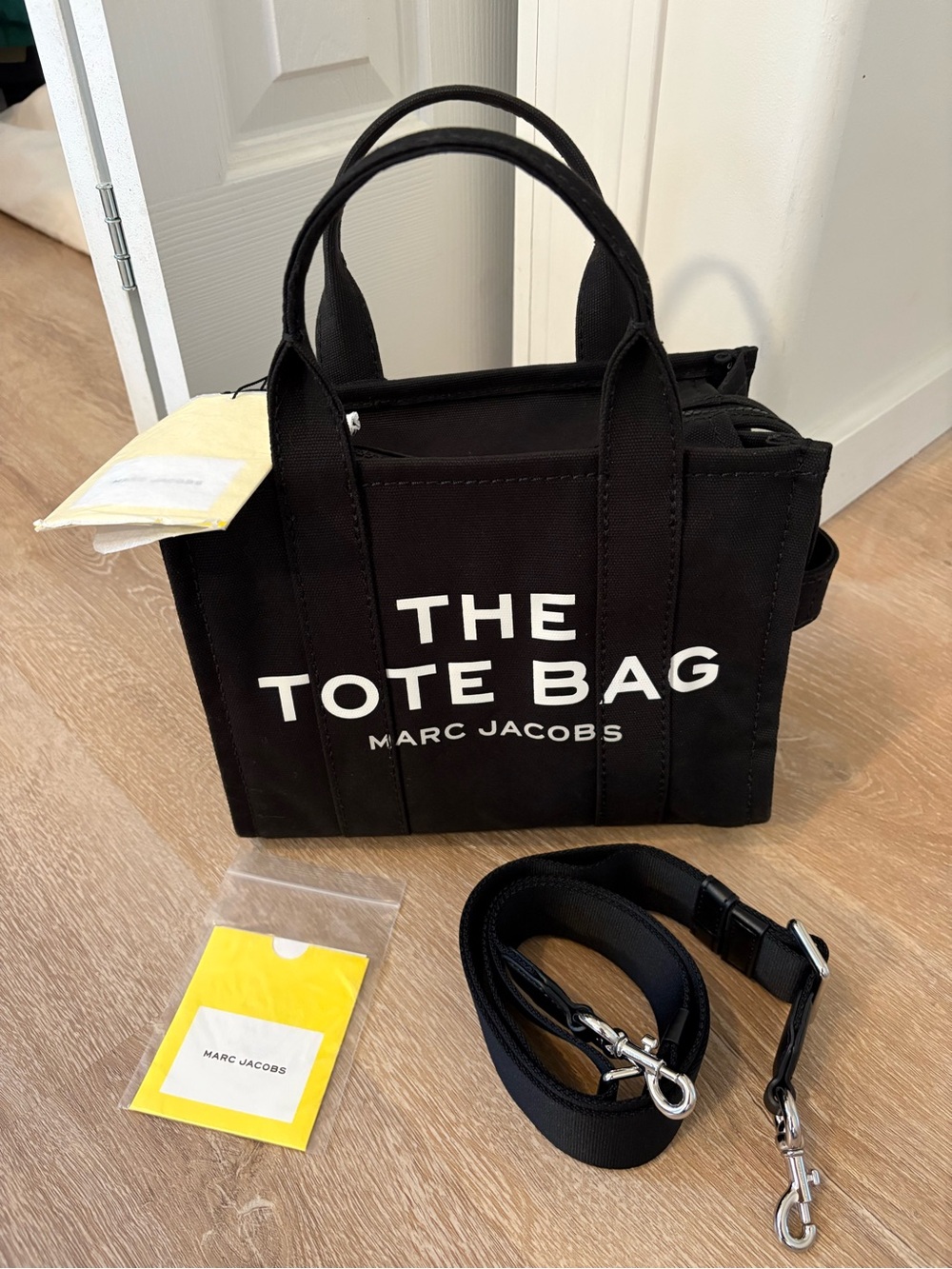 NWT Marc Jacobs Black Canvas 'The Tote Bag' Small Tote